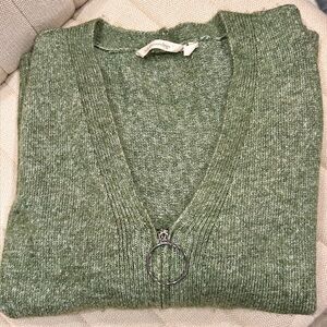 Soft Surroundings green zip up  oversized sweater
